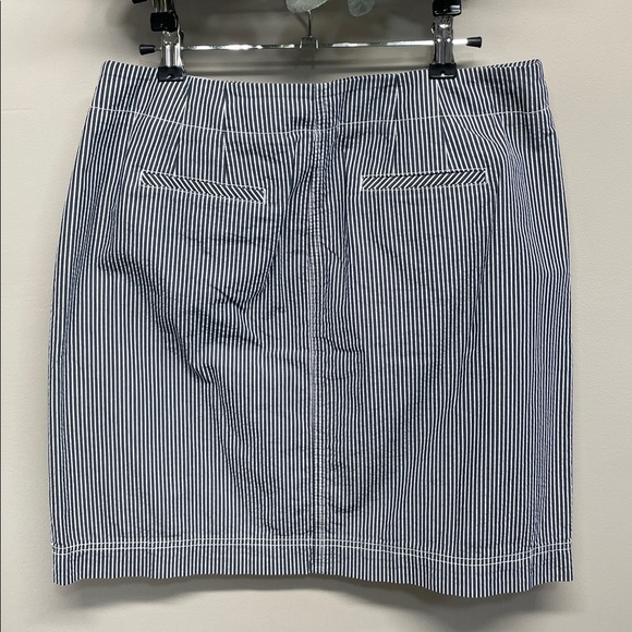 NWT Talbots Petites Navy White Striped Nautical Cotton Skirt Button Detail 8P - Picture 2 of 14